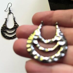 Hammered Silver Hoop Earrings